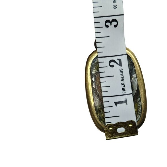 Brass Inlay Buckle Double-Layer Leather Belt Stone Accents Possibly Homemade - Picture 10 of 11